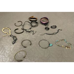 Bundle of 18 Bracelets Silicone Wrap Skull Arrow Jewelry Lot